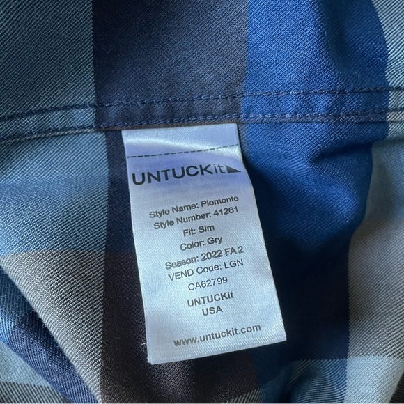 New! Untuckit Piemonte Slim Fit Plaid Shirt nwt 35509 - Picture 14 of 14